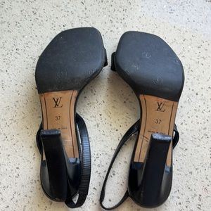 Louis Vuitton Black Leather Dice Slingback Sandals Size 40 at